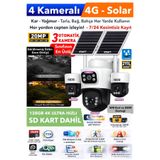 IDS 3 Otomatik 4 Kameralı 20MP 4g Güneş Enerjili Solar Güvenlik Kamerası Gece Renkli 128GB Sd Kart