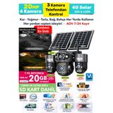 IDS 3 Otomatik 4 Kameralı 20MP 4g Solar Güvenlik Kamerası - 1 Yıl Her Ay 20GB Internet ve Sd Kart Dahil