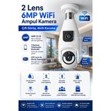 IDS 3mp+3mp 2 Kameralı Ampul Güvenlik Kamerası - 360 Hareket - Mobil Bildirim - Algılama - Takip