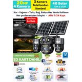 IDS 4 Kamera 20MP 4G Solar SIM Kartlı Güvenlik Kamerası - 128GB SD Kart Dahil Gece Görüşü Özelliği