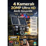 IDS 4 Kamera 20MP UltraHD Güneş Enerjili Sim Kartlı 360 Güçlü Batarya 12xZoom Güvenlik Kamerası