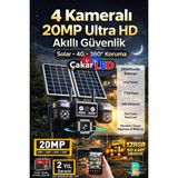 IDS 4 Kamera 20MP Ultrahd Güneş Enerjili Sim Kartlı Güçlü Batarya Zoom Güvenlik Kamerası Sd Kart Hediye - Beyaz