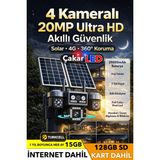 IDS 4 Kamera 20MP Ultrahd Güneş Enerjili Sim Kartlı Güvenlik Kamerası 15GB Internet 128GB Sd Kart Hediye - Beyaz