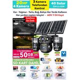 IDS 4 Kameralı 20MP 4G Solar Güvenlik Kamerası - Full HD Gece Görüşü ve Harekete Duyarlı Özellikler