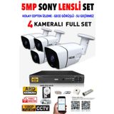 Ids - 4 Kameralı 5mp Sony Lensli 1080p Fullhd Güvenlik Kamerası Sistemi - Cepten İzle - 250dış