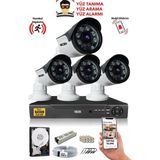 IDS 4 Kameralı Güvenlik Kamerası Seti - Yüz Tanımalı - Fullhd - Gece Görüşlü - Cepten İzleme