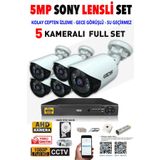 Ids - 5 Kameralı 5mp Sony Lensli 1080p Fullhd Güvenlik Kamerası Sistemi - Cepten İzle - 1tbdış