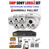Ids - 6 Kameralı 5mp Sony Lensli 1080p Fullhd Güvenlik Kamerası Sistemi - Cepten İzle - 1tb İç