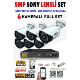Ids - 6 Kameralı 5mp Sony Lensli 1080p Fullhd Güvenlik Kamerası Sistemi - Cepten İzle - 1tbdış