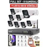 IDS 8 Kameralı 5mp Lensli 1080P Fullhd - Gece Görüşlü 9 LED Güvenlik Kamerası Seti - 500GB