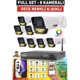 IDS 8 Kameralı 5mp Lensli 1080P Fullhd Renkli Gece Görüşlü 9 LED Güvenlik Kamerası Seti - 1tb