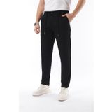 İDS COLLECTİON Erkek Kumaş Pantolon Jogger Kesim Slim Fit Likralı Siyah - Beli Lastikli & Rahat Kesim