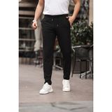 İDS Collection Erkek Siyah Jogger Kesim Bel Lastikli Esnek Likralı Silimfit Kumaş Pantolon - 34