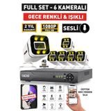 IDS SESLİ - 6 KAMERALI FULLHD GECE RENKLİ VE IŞIKLI GÜVENLİK KAMERASI - KAMERA SETİ HARD DİSKSİZ