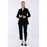 Idyl Kadın Mono Kapama Fit Metal Düğme Detaylı Blazer Ceket - 38 - Siyah