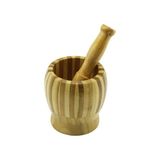 ieg™ AHŞAP BAMBU - ÇİZGİLİ HAVAN SARIMSAK DÖVECEK Ç: 9.5CM--D: 6.6CM--Y:10.5CM FİLELİ AMB