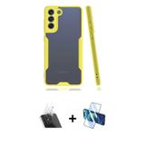 ieg™ Galaxy S21 FE Kılıf Atlas Asil Serisi - Siyah 3D Antistatik Cam Ekran Koruyucu + Şeffaf Kamera