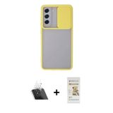 ieg™ Galaxy S21 FE Kılıf Vadi Çizgi - Siyah Mat Seramik Nano Ekran Koruyucu + Şeffaf Kamera Lens Kor