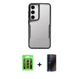 ieg™ Galaxy S23 Kılıf Akış Çizgi Koleksiyonu - Siyah 3D Antistatik Hayalet Cam Ekran Koruyucu + Siya