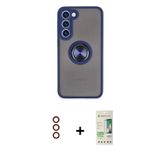 ieg™ Galaxy S23 Plus Kılıf Yörünge Çizgi - Siyah 20D Premium Cam Ekran Koruyucu + Kırmızı Metal Kame