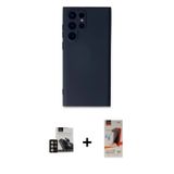 ieg™ Galaxy S23 Ultra Kılıf Ahenk Serisi - Siyah AutoKit 5in1 Fiber Hayalet Cam Ekran Koruyucu + Gol