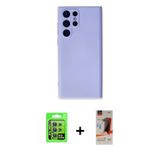 ieg™ Galaxy S23 Ultra Kılıf Ahenk Serisi - Siyah AutoKit 5in1 Fiber Hayalet Cam Ekran Koruyucu + Yeş