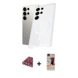 ieg™ Galaxy S23 Ultra Kılıf Kutup Minimal - Siyah AutoKit 5in1 Fiber Hayalet Cam Ekran Koruyucu + Kı