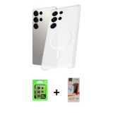ieg™ Galaxy S23 Ultra Kılıf Kutup Minimal - Siyah AutoKit 5in1 Fiber Hayalet Cam Ekran Koruyucu + Li