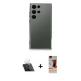 ieg™ Galaxy S23 Ultra Kılıf Vadi Minimal - Siyah AutoKit 5in1 Fiber Hayalet Cam Ekran Koruyucu + Şef