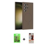 ieg™ Galaxy S23 Ultra Kılıf Yankı Form Serisi - Siyah AutoKit 5in1 Fiber Hayalet Cam Ekran Koruyucu