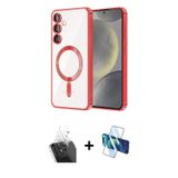 ieg™ Galaxy S24 Plus Kılıf Nova Işık Özel Seri - Siyah 3D Antistatik Cam Ekran Koruyucu + Şeffaf Kam