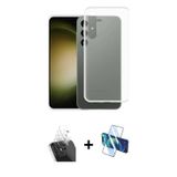 ieg™ Galaxy S24 Plus Kılıf Zirve Doku - Siyah 3D Antistatik Cam Ekran Koruyucu + Şeffaf Kamera Lens