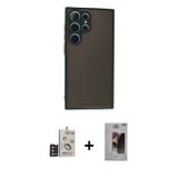 ieg™ Galaxy S24 Ultra Kılıf Ahenk Çizgi Serisi - Siyah Bilvis Hayalet Cam Ekran Koruyucu + Gold Bilv