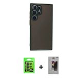 ieg™ Galaxy S24 Ultra Kılıf Ahenk Çizgi Serisi - Siyah Bilvis Hayalet Cam Ekran Koruyucu + Siyah Raz