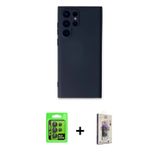 ieg™ Galaxy S24 Ultra Kılıf Ahenk Serisi - Siyah Bilvis 3D Cam Ekran Koruyucu + Siyah Raze Metal Kam