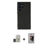 ieg™ Galaxy S24 Ultra Kılıf Ahenk Serisi - Siyah Bilvis Hayalet Cam Ekran Koruyucu + Derin Mor Bilvi