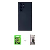 ieg™ Galaxy S24 Ultra Kılıf Ahenk Serisi - Siyah Bilvis Hayalet Cam Ekran Koruyucu + Mor Raze Metal