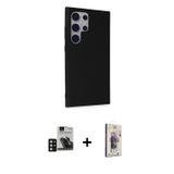 ieg™ Galaxy S24 Ultra Kılıf Akış Asil Koleksiyonu - Siyah Bilvis 3D Cam Ekran Koruyucu + Derin Mor P