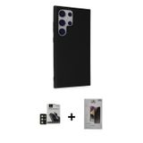 ieg™ Galaxy S24 Ultra Kılıf Akış Asil Koleksiyonu - Siyah Bilvis Hayalet Cam Ekran Koruyucu + Gold P