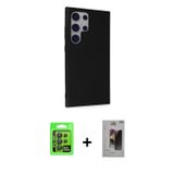 ieg™ Galaxy S24 Ultra Kılıf Akış Asil Koleksiyonu - Siyah Bilvis Hayalet Cam Ekran Koruyucu + Siyah