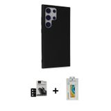 ieg™ Galaxy S24 Ultra Kılıf Akış Asil Koleksiyonu - Siyah Polymer Nano Ekran Koruyucu + Siyah PVD Me
