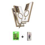 ieg™ Galaxy S24 Ultra Kılıf Atlas Doku Koleksiyonu - Siyah Bilvis 3D Cam Ekran Koruyucu + Sarı Raze