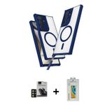 ieg™ Galaxy S24 Ultra Kılıf Atlas Doku Koleksiyonu - Siyah Polymer Nano Ekran Koruyucu + Gold PVD Me
