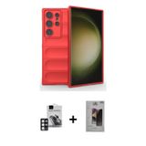 ieg™ Galaxy S24 Ultra Kılıf Atlas Koleksiyonu - Siyah Bilvis Hayalet Cam Ekran Koruyucu + Pembe PVD