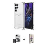 ieg™ Galaxy S24 Ultra Kılıf Doruk Klasik Koleksiyonu - Siyah Bilvis 3D Cam Ekran Koruyucu + Pembe PV