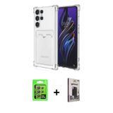 ieg™ Galaxy S24 Ultra Kılıf Doruk Klasik Koleksiyonu - Siyah Bilvis Hayalet Cam Ekran Koruyucu + Gri