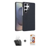 ieg™ Galaxy S24 Ultra Kılıf Doruk Serisi - Siyah AutoKit 5in1 Fiber Polymer Nano Ekran Koruyucu + Şe