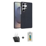 ieg™ Galaxy S24 Ultra Kılıf Doruk Serisi - Siyah Polymer Nano Ekran Koruyucu + Şeffaf Kamera Lens Ko
