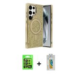 ieg™ Galaxy S24 Ultra Kılıf Eksen Çizgi - Siyah Polymer Nano Ekran Koruyucu + Siyah Raze Metal Kamer