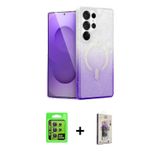 ieg™ Galaxy S24 Ultra Kılıf Eksen Minimal Özel Seri - Siyah Bilvis 3D Cam Ekran Koruyucu + Sarı Raze